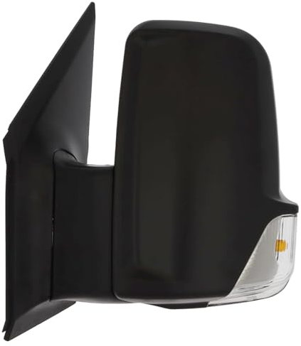 XYZ Parts Manual Short Arm Wing Door Mirror With Indicator Light And Black Cover Compatible with Mercedes Sprinter Van 2006-2019 Passenger Side Left Hand Replacement