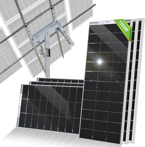 ECO-WORTHY Kit Panneau Solaire 1200W: 1 Support Panneau Solaire de suivi à deux axes + 6 Panneaux Solaires Bifacial transparents 195W support panneau solaire pour Toit, Balcons, Jardin, Maison