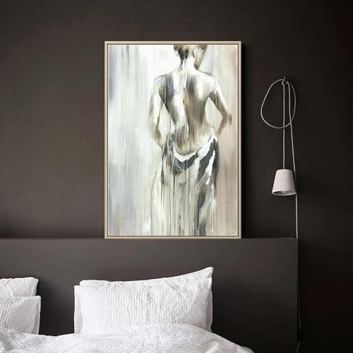 KemneT Nordische Figurenzeichnung Poster und Kunstdrucke impressionistische Dame Leinwandgemälde Schwarz-Weiß Wand Bilder Bild für Schlafzimmer Zimmer Heimdekoration 50 x 70 cm ungerahmt