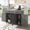 KecDuey Carrito de cocina, 129 x 76 x 91,5 cm, con mesa plegable, estantes en las puertas, isla de cocina con 5 ruedas con estante y 2 cajones, para comedor, Grau typ#1