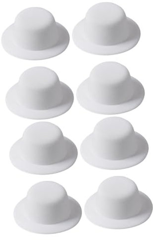 BESTonZON 8 Pcs Hat Embryo Small Top Hat Mini Felt Top Hats Honeycomb Bells DIY Tops Hats Black Caps Mini Cowboy Hats for Shooters Bottle Cover Doll Bucket Hat Brushed White Modern Toy