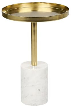 Beistelltisch aus Metall Marmor gold / weiß rund ⌀ 36 cm elegant Camelo II