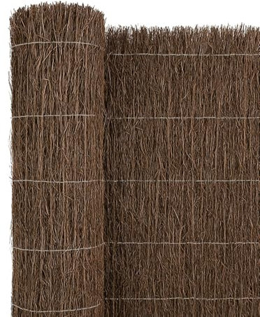 Jardin202 - Cerramiento Natural de Brezo 1400 g/m² | Ocultación 80% con Alambre Cosido | 1,5x5m -