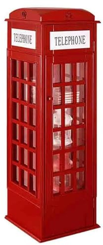 Scaffale In Legno A 5 Livelli A Forma Di Cabina Telefonica, Simpatico Scaffale Per Libreria Da Terra Per Bambini E Adulti, Cubo In Legno Per Scaffale Per Cabina Telefonica Londinese, Vetrinet(Color:A)