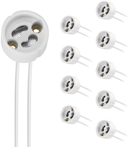 Viitech GU10 Fassung, GU10 LED Fassung mit 15CM Silikon-Stromleitung 0.75mm², GU10 Lampenfassung für LED Glühlampe Halogen, Hitzebeständigkeit Bis 230℃, 110-250V, 0-100W (10er Set)