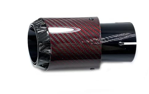 Auto Tuyau D'échappement 3 Couches Fibre De Carbone Embout De Pot D'échappement De Voiture en INOX Noir Brillant À Motif De Prune Cache D'échappement(in 70MM-Out 89MM)