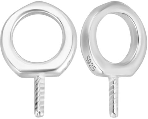 Beebeecraft 1 Box 10Pcs Mini Screw Eye Pin 925 Sterling Silver Screw Eye Pins Clasps Hooks for Half Drilled Beads Bracelet Keychain Earring Crafts Making (9x6x1mm)