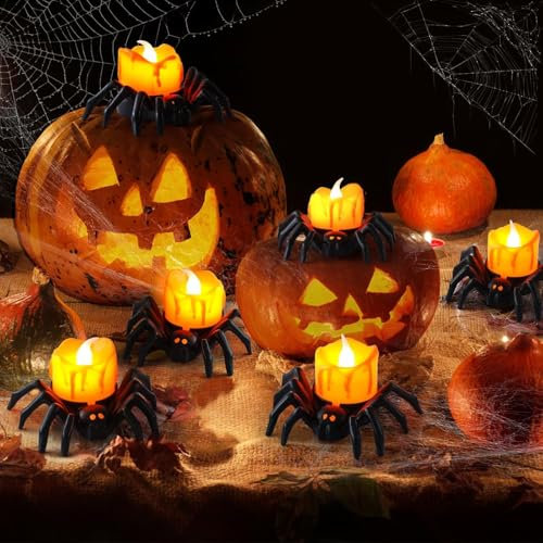 kiimiipa 6pcs Halloween Kerzenlicht,Led Halloween Dekoration Kerzen Licht,Teelichter Kerzen Licht FüR Und Party Tischdeko,FüR Party Innen AußEn Home Deko (Style 4)