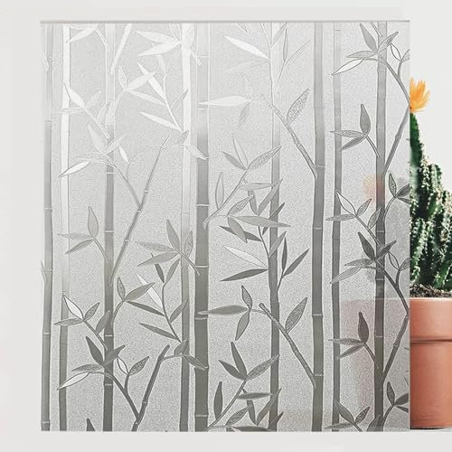 Sonnenschutzfolie Fenster 70 x 100 cm Uv-Schutz Folie Sichtschutz Hitze Fensterfolie Selbsthaftend Blickdicht Fensterfolie Milchglas für Büro Und Haus, Bambus