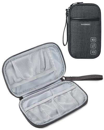 bagsmart Cable Organiser Bag Electronic Accessories Storage Case Holiday Travel Essentials Tech Pouch for Charger,Charging Cable,Flash Drive, Simple Single Layer - Black