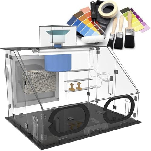 ExoticaBlend Airbrush Kabine, Absauganlage Spritzkabine Profi Tragbar Airbrush Farbnebel Absauganlage Sprühbox Absauganlagen kit,50 * 43 * 36cm