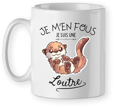 Mug tasse céramique je m'en fous je suis une loutre, loutre mignonne, humour, cadeau animal