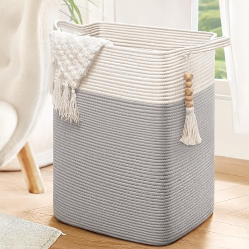 Laundry Basket, Laundry Hamper, Collapsible Laundry Basket, Large Blanket Baskets with Handles, Decorative Storage Baskets for Clothes, Toys, Pillows in Living room, Bedroom, 41x33x56 cm, Grey