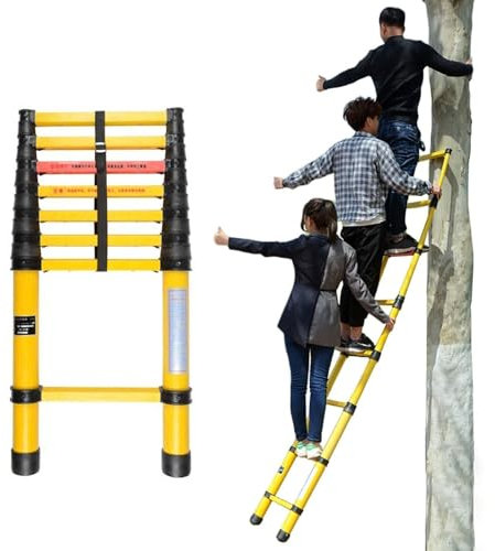 Telescopic Ladder 3.5m/11.5ft Multi Purpose Extendable Insulating Telescoping Extension Ladder for Home Use Maximum 150kg/330 Lb Capacity