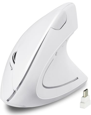 Fonicer Souris sans Fil Verticale de Type C,Souris sans Fil USB C 2.4G Ergonomique pour MacBook, Ordinateurs, Ordinateurs Portables et Tous Les appareils de Type C (White)