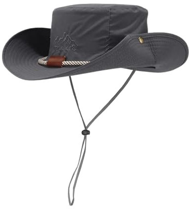 JFAN Sombrero de Pescador Hombre Mujer Sombrero de Sol con ala Ancha Plegable Gorro Senderismo Safari Impermeable Gris