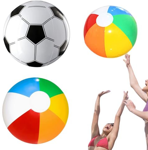 2er-Set PVC-Wasserbälle 40cm Aufblasbare Strandbälle mit Sicherheitsventil für Pool,Strand & Wasserspiele | Wiederverwendbare Wasserbomben,Baby-Kinderball Wasserspielzeug (6 Farben & Schwarz/Weiß)