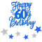 Royal Blue Happy 60th Birthday Cake Toppers for Cake,Personalised Cake Toppers for Boy Men Girl Women Decorations,Glitter Cupcake Topper Cake Topper Kit 60th Birthday Party Cake Decoration Supplies