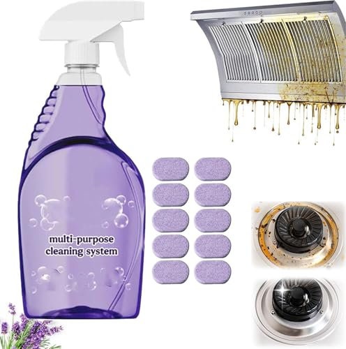 Drclean Spray nettoyant pour four, nettoyant multi-usages pour four, nettoyants multi-surfaces avec tablettes de nettoyage, sprays de nettoyage tout usage (1 flacon + 10 tablettes de nettoyage)
