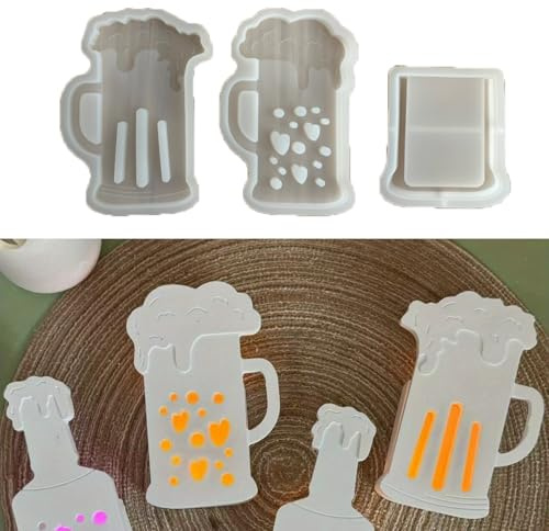 Skeadex Silikonformen Gießformen Geldgeschenk, 3er Silikonform Bierflasche Gießform Fassbier Gießformen Silikon Sommer Gips zum Gießen Geldgeschenk Silikonformen Bierflasche Gießform Sommer (A)