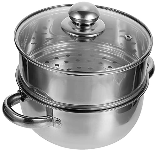 Kochtopf, Kochtopf, Krabben-Dampftopf, Dampftopf aus Edelstahl, Suppentopf, Brühtopf, Dampfgarer mit Glasdeckel, Kochgeschirr zum Kochen, Heimküche, Dampfgarer, Wok