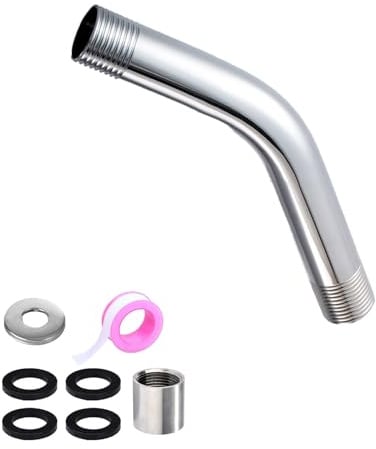 Dstarymnix Duschkopf Verlängerung, 1/2 Zoll Duscharm mit Dekorativem Deckel, 6m Gewindedichtband, 4 Unterlegscheiben, Duschkopfverlängerung, Brausearm Wandmontierte, Handbrause Verlängerung