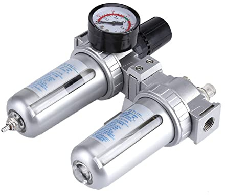 SFC300 3/8'' Air Compressor Regulator, Air Pressure Regulator with ap, Oil Separator for Pneumatic Tools, Aluminum y with Fog Lubtor