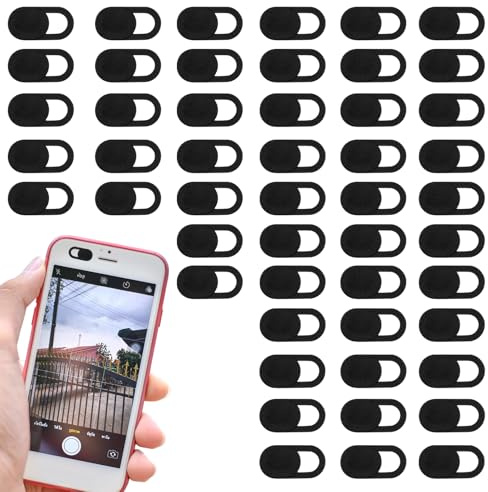 LIQWEI 50 PCS Webcam Cover Slide, 0.023 Inch Ultra-Thin Universal Web Camera Cover for Laptop, Computer, Phone–Secure Privacy with Smooth-Sliding Camera Cover(Black)