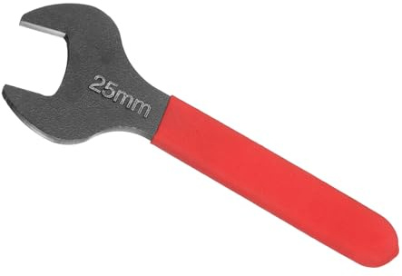 Awclub 25mm Open End Wrench, 15 Degree Offset Thin U-Shaped Spanner with Red Shank, Black Finish for Automotive Repair & Furniture Assembly