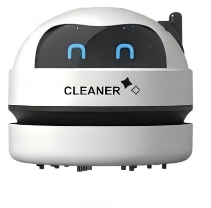 Desktop Vacuum Cleaner,Portable USB Rechargeable Table Vacuum Cleaner,Table Dust Tool,Mini Hoover for Desk with Removable Nozzle,High Suction Power Dust Cleaner,Cute Office Desk Accessories,White