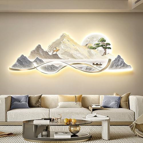 SOFACHEN Kreative Wanddekoration mit LED-Beleuchtung, 3D Art Wall Decor Skulpturen zum Aufhängen, beleuchtetes Wandbild für Wohnzimmer, Arbeitszimmer, Schlafzimmer-Dekor(Color C,120cm)