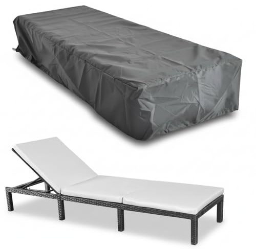 Mucola Schutzhülle Gartenliege Abdeckung Sonnenliege 210x67x30 cm Schwarz | Abdeckhaube mit Kordelzug, 100 % Polyethylen, strapazierfähig, schützt vor Staub, Pollen, kompakt faltbar, leicht