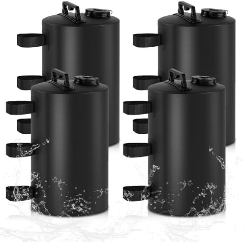 4 Stück Wassergewichtstaschen, 10L Gewichte für Pavillon mit Wasser Befüllbar, Tragbare Standfuß Sandsäcke Pavillonstandfüße für Outdoor Pavillons Gartenzelte Festzelte, Wiederverwendbar (Schwarz)