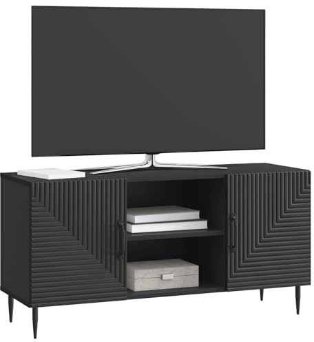 vidaXL TV-Schränk Schwarz 102 x 34,5 x 50 cm Holzwerkstoff, Vintage Rechteckiges Medienregal, Praktischer TV-Schrank, Viel Platz, Möbel zum Organisieren