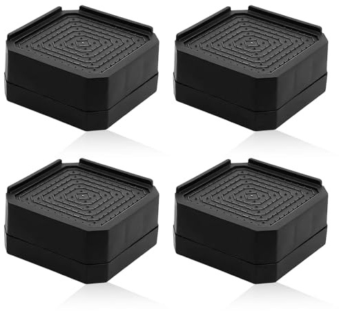 PHMING 4 Pièces Rehausseur Meuble 4 cm, Antidérapant Pied Meuble | pour Pied de Bureau, Design en L, Adaptés aux Canapés, Tables et Armoires (Noir)