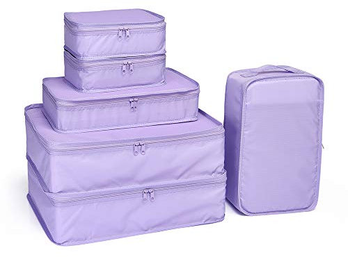 JJ POWER Cubi da viaggio per imballaggio, organizer per bagagli con borsa per scarpe, Viola, One_Size