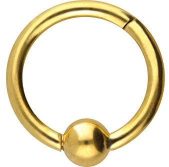 PIERCINGLINE Chirurgenstahl Segmentring Clicker + Kugel Piercing Ring Septum Ohr Helix Tragus Goldfarben 3 x 1,2 x 7 mm