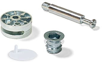 EMUCA Eccentrico + Perno e Bussola M8, D. 35 mm, Pannello 20 mm, Zama e Acciaio, Bianco, 10 u.