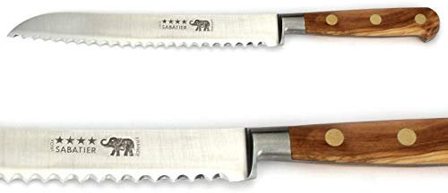 Thiers-Issard Sabatier Brotmesser Küchenmesser Messer - Klinge 20 cm - Griff Olivenholz - Durchgeschmiedete Profi Qualität