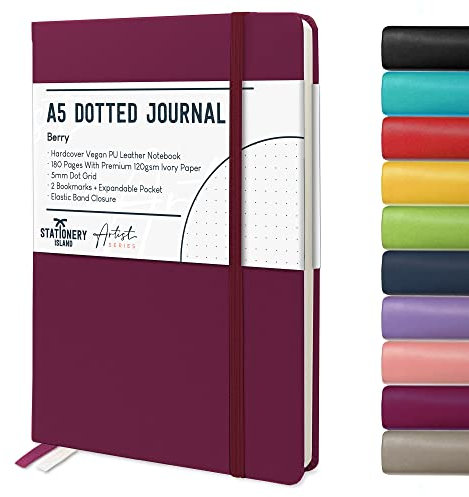 STATIONERY ISLAND Quaderni a Quadretti A5 – Bullet Journal Puntinato, 180 Pagine Taccuino, Notebook Quaderno Appunti 120gsm. Quadernino Per Agendina, Studio, Viaggi, Diario e Progetti. (Bacca)
