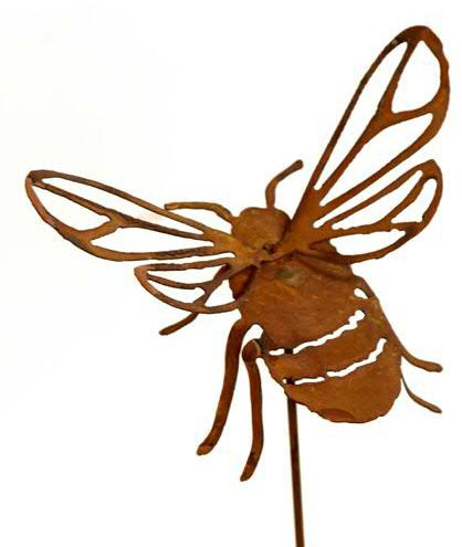 Wunderschöner & Hochwertiger Gartenstecker - Tier Figur – Rost Stecker/Tierfigur – Große Auswahl – Edelrost Gartenfigur – Metall Gartendeko (Hummel - Breite 31cm)
