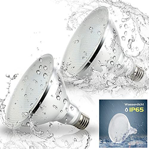 Allesgute PAR38 LED E27 Strahler 15W Reflektor Leuchtmittel Warmweiss Wasserdicht IP65 180 Grad Nicht Dimmbar für Gartenspots Gartenstrahler Gartenspieße Erdspießstrahler aussen,2 Stück