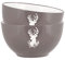 Set of 2 Red Country Heart Cereal Bowls Breakfast Set White Reindeer Alfresco Dining Crockery (CR62)