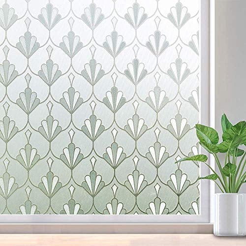 rabbitgoo Privacy Window Film Non Adhesive Frosted Glass Film Anti UV Window Sticker Self Static Cling Decorative Glass Covering for Home Kitchen Living Room, Removable & Reusable, 90 x 200 cm