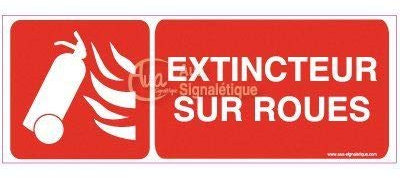 AUA SIGNALETIQUE - Panneau Extincteur sur Roue - B - 320x120 mm, PVC 1.5mm