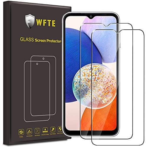 WFTE [2 Stück Panzer Schutz Glas für Samsung Galaxy A14, 9H Härte Panzer Schutz Glas, Anti-Kratzen Glasfolie, Anti-Bläschen Displayschutzfolien Schutzfolie für Galaxy A14 5G / 4G