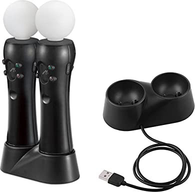Yctze Controller-Ladestation für PS4 VR, Dual Charger Dock-Ladestationsständer, für Play Station PS4 VR-Fernbedienungen