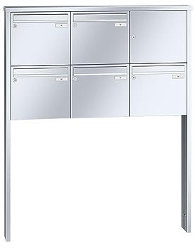 RENZ/Tetro / 5er Freistehende Briefkastenanlage Standbriefkasten / V4A-Edelstahl/Volumen 17 L/zum Einbetonieren/Dein-Briefkasten.de