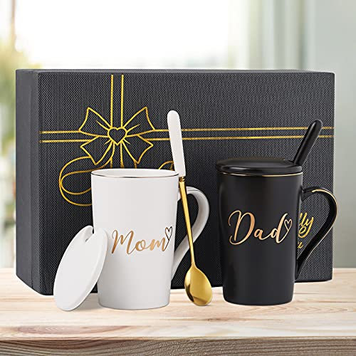Tazza per papà e mamma – regalo per annuncio di gravidanza – Nuovo regalo per genitori per coppie – Set di tazze da caffè con papà e mamma – per Natale, anniversario, compleanno, 396,9 g, con
