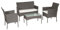 Tulum - Gartenmöbel 4-Sitzer - 1 Sofa, 2 Sessel, 1 Couchtisch - Wasserabweisende und Abziehbare Kissen mit Reißverschluss - Grau/Beige